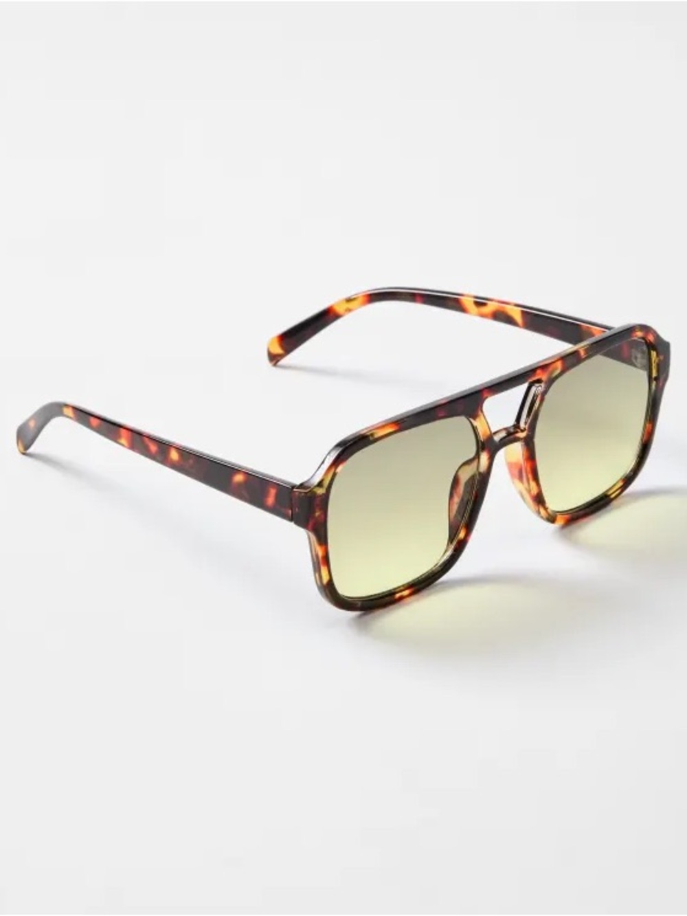LOFT Tortoiseshell Modern Aviator Sunglasses Yellow/Brown Tint Lens NWT